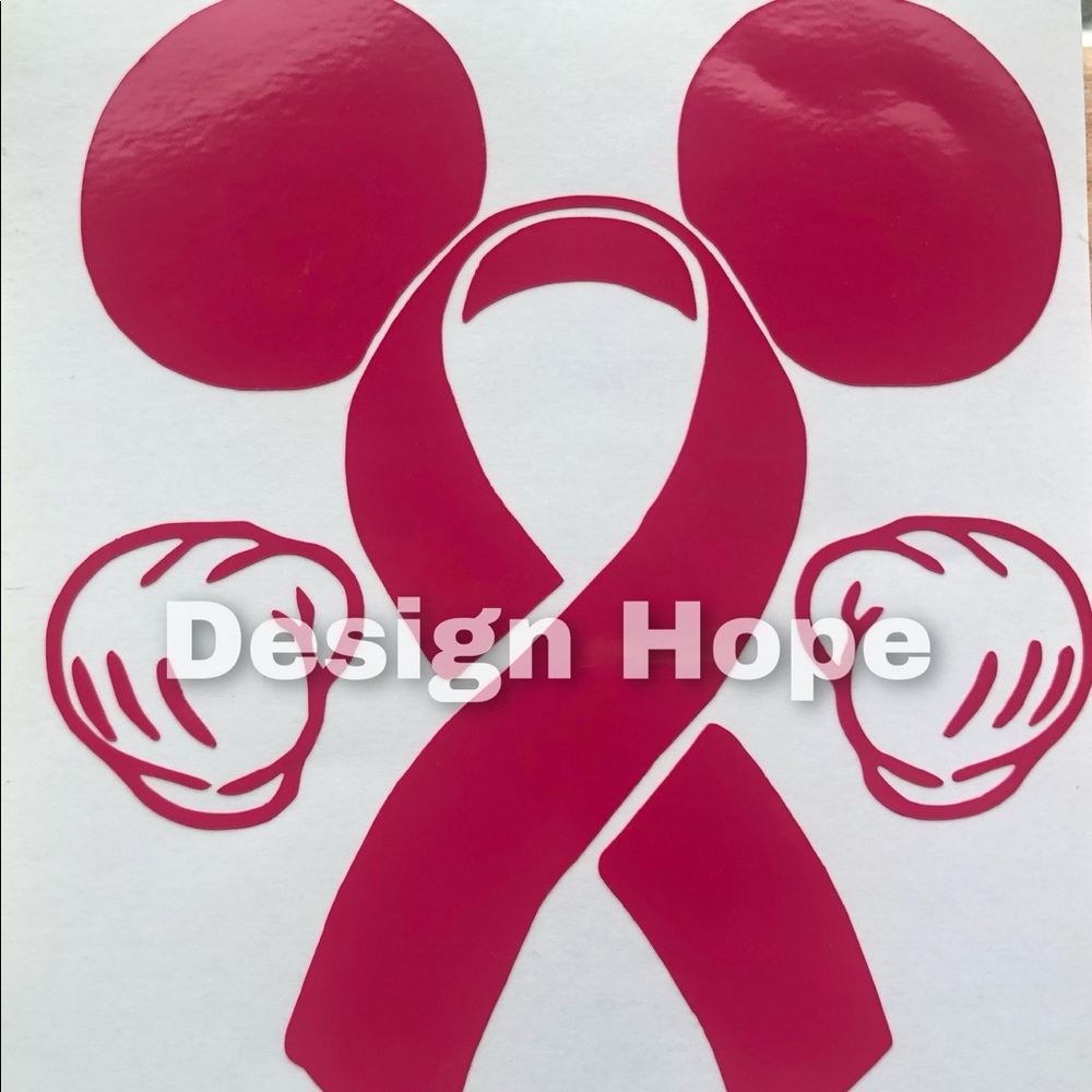 Mouse ears breast cancer hot pink decal